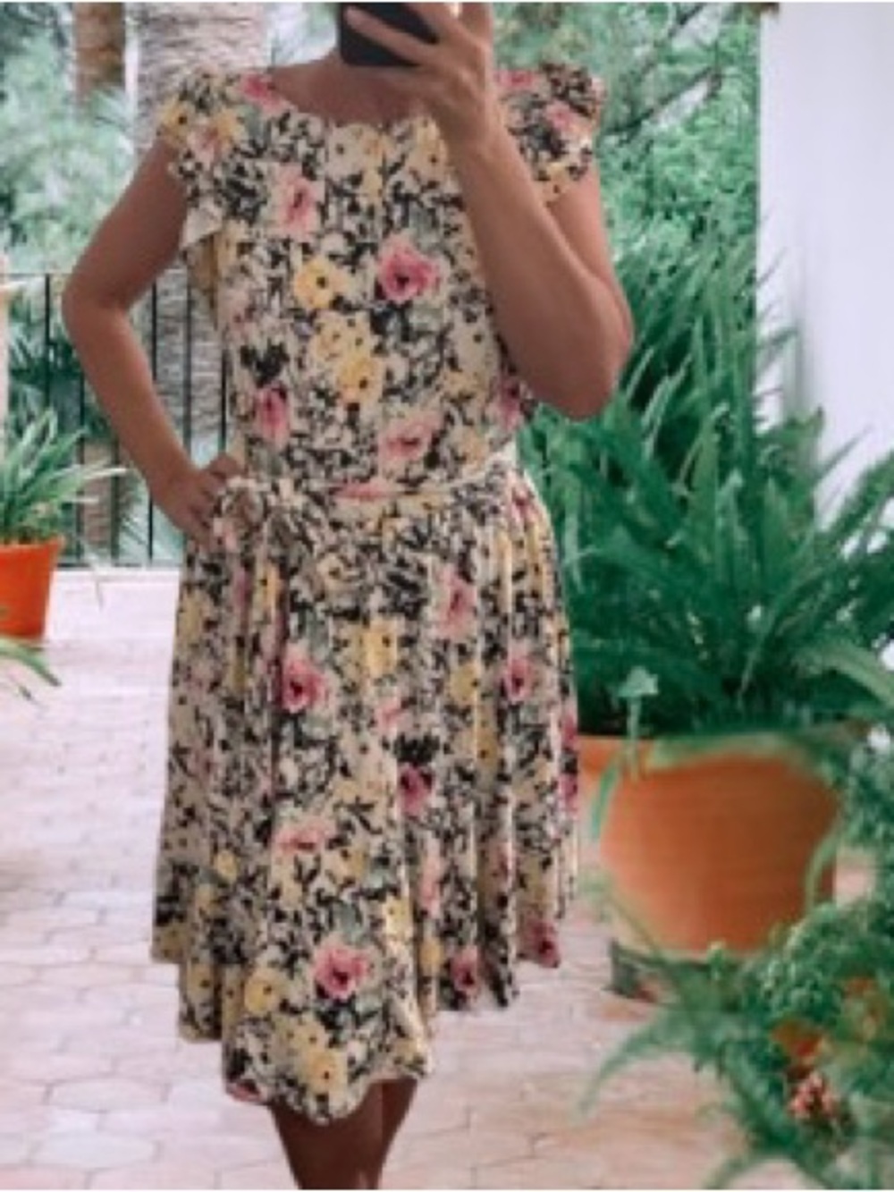 Lauren Ralph Lauren Cream Floral Belted womens Dress